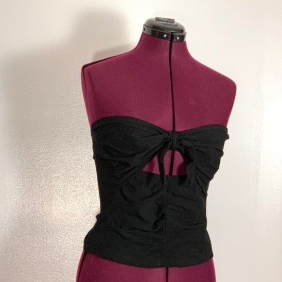 Free People Tops - Free People Black Tie Front Strapless Top